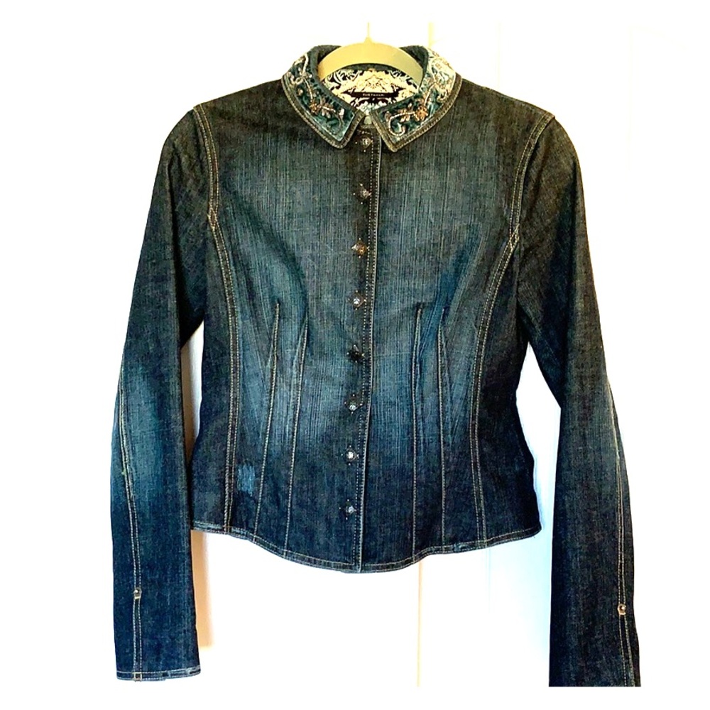 Elie Tahari denim jacket with silk lining